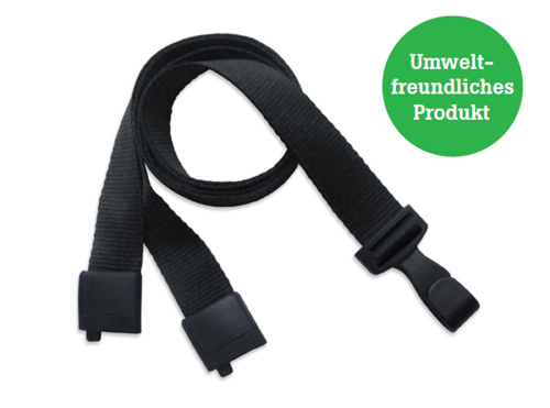 Recycled PET lanyard 16mm with safety lock and no-twist hook