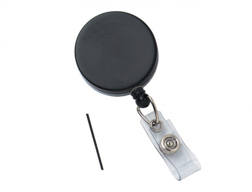 Metal badge reel with belt clip and nylon cord