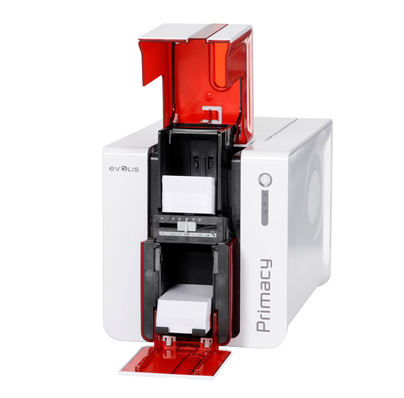 Evolis Primacy Duplex Red ID Card Printer open front